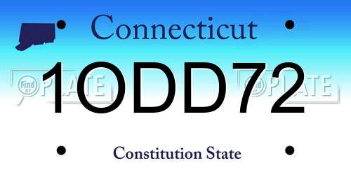 1ODD72 Connecticut License Plate
