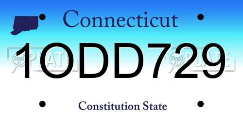 1ODD729 Connecticut License Plate