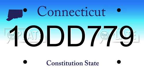 1ODD779 Connecticut License Plate