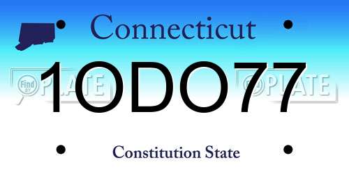 1ODO77 Connecticut License Plate