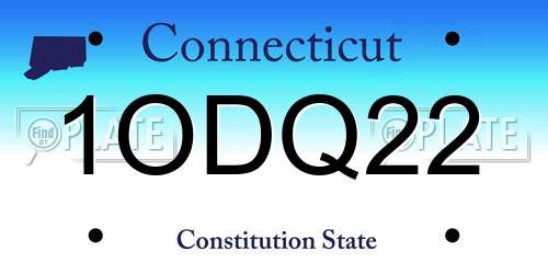 1ODQ22 Connecticut License Plate