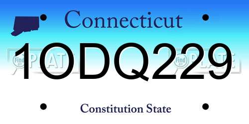 1ODQ229 Connecticut License Plate