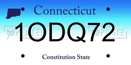 1ODQ72 Connecticut License Plate