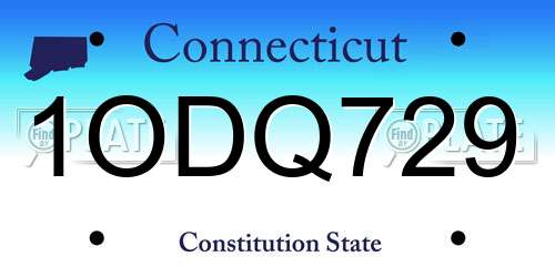 1ODQ729 Connecticut License Plate