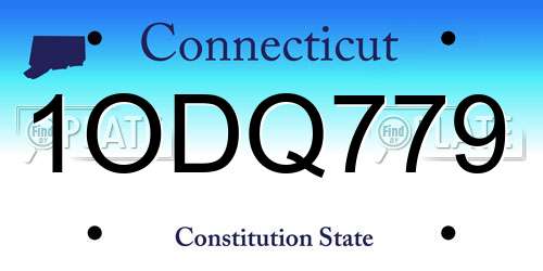 1ODQ779 Connecticut License Plate