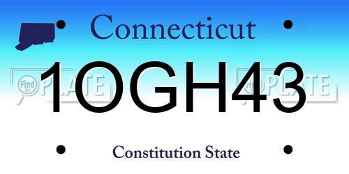 1OGH43 Connecticut License Plate