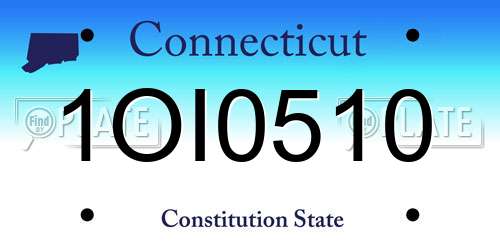 1OI0510 Connecticut License Plate