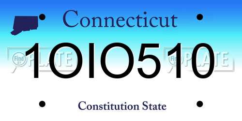 1OIO510 Connecticut License Plate