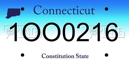 1OO0216 Connecticut License Plate