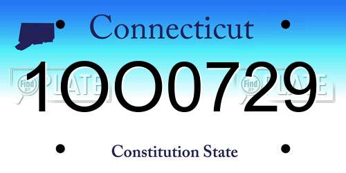 1OO0729 Connecticut License Plate
