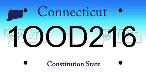 1OOD216 Connecticut License Plate