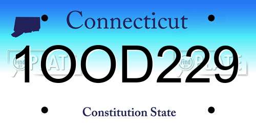 1OOD229 Connecticut License Plate