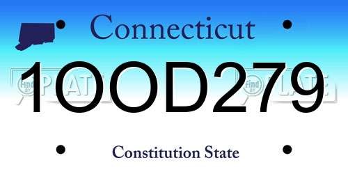 1OOD279 Connecticut License Plate