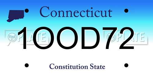 1OOD72 Connecticut License Plate
