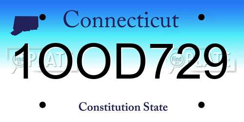 1OOD729 Connecticut License Plate
