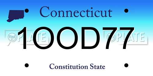 1OOD77 Connecticut License Plate