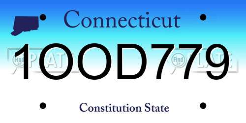 1OOD779 Connecticut License Plate
