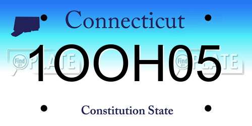 1OOH05 Connecticut License Plate