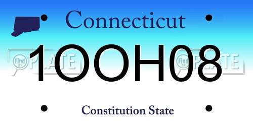 1OOH08 Connecticut License Plate