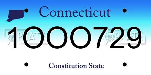 1OOO729 Connecticut License Plate