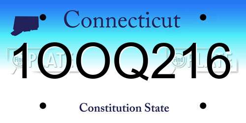 1OOQ216 Connecticut License Plate