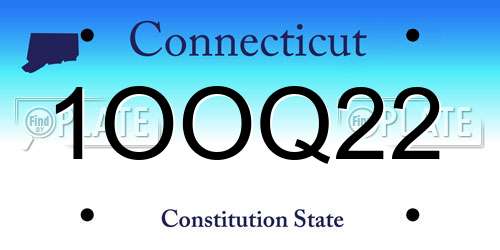 1OOQ22 Connecticut License Plate