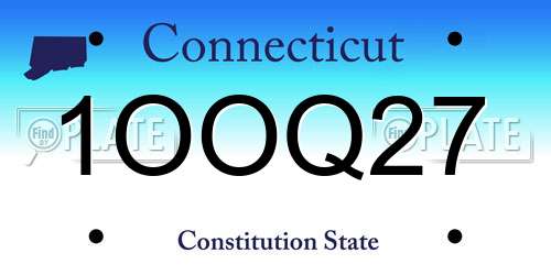 1OOQ27 Connecticut License Plate