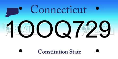 1OOQ729 Connecticut License Plate
