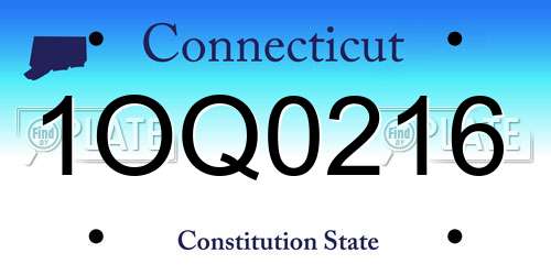1OQ0216 Connecticut License Plate