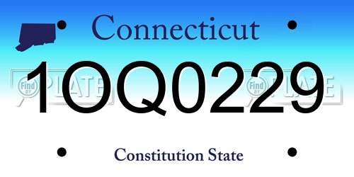 1OQ0229 Connecticut License Plate