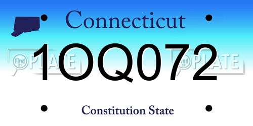 1OQ072 Connecticut License Plate
