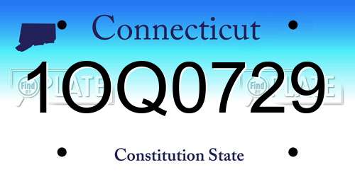1OQ0729 Connecticut License Plate