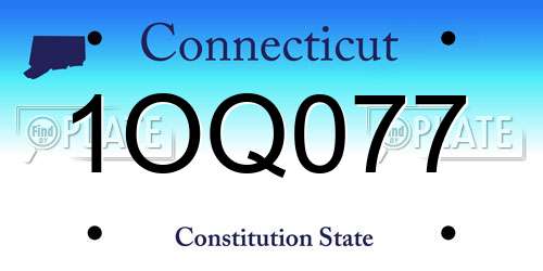 1OQ077 Connecticut License Plate