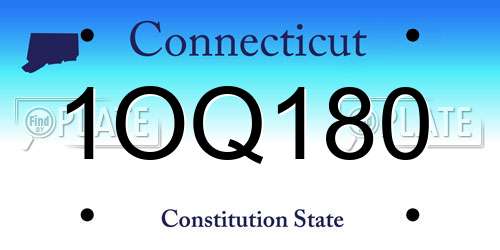 1OQ180 Connecticut License Plate
