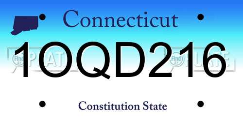 1OQD216 Connecticut License Plate