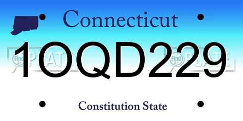 1OQD229 Connecticut License Plate