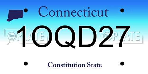 1OQD27 Connecticut License Plate