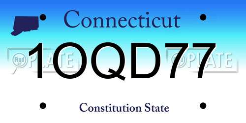 1OQD77 Connecticut License Plate