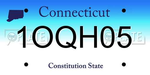 1OQH05 Connecticut License Plate