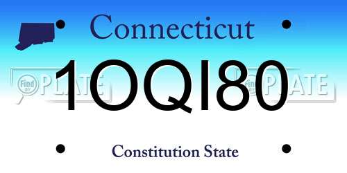 1OQI80 Connecticut License Plate