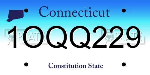 1OQQ229 Connecticut License Plate