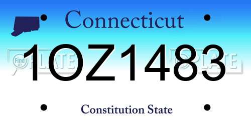 1OZ1483 Connecticut License Plate