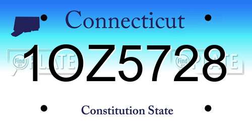1OZ5728 Connecticut License Plate