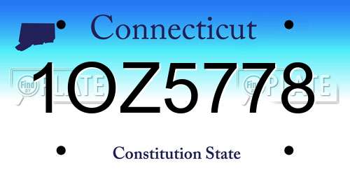 1OZ5778 Connecticut License Plate