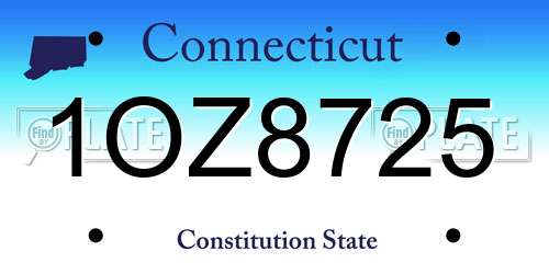 1OZ8725 Connecticut License Plate
