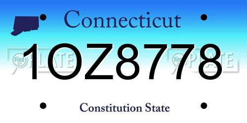 1OZ8778 Connecticut License Plate