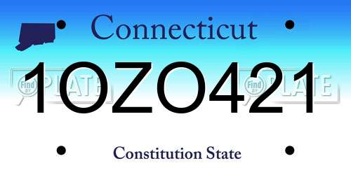 1OZO421 Connecticut License Plate
