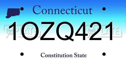 1OZQ421 Connecticut License Plate