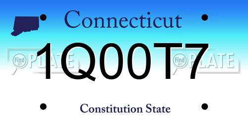 1Q00T7 Connecticut License Plate