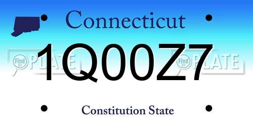 1Q00Z7 Connecticut License Plate